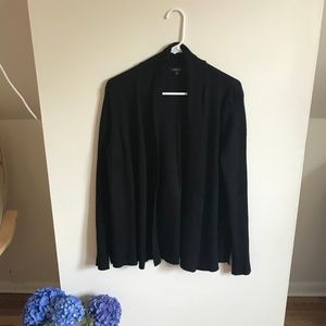 Black Cardigan with Ribbed Detail